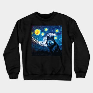 Wolf in a Starry Night Sky. Van Gogh Style Crewneck Sweatshirt